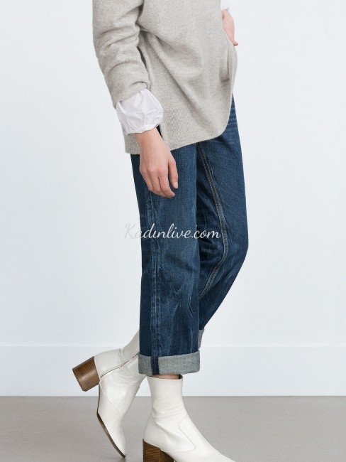 Beyaz Yarım Çizme Modelleri 2016 Zara