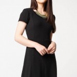 Defacto kayık yaka siyah kısa elbise modeli