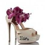 Lila çiçek desenli gelin ayakkabısı modelleri 2015