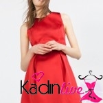 Zara Şık Tasarımlı Kırmızı Diz Üstü Elbise Modelleri 2016